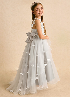 Azazie Darlina Robe Demoiselle D'honneur Fillette Robe Princesse en Tulle Dentelle Ivoire Givre image1
