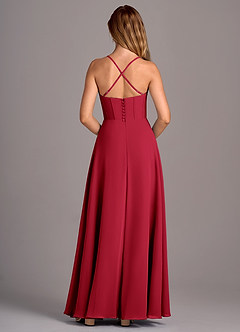 Azazie Carolyn Bridesmaid Dresses Scarlet A-Line Pleated Chiffon Dress image6