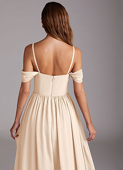 Azazie Calianna Robes de demoiselle d'honneur Robe Trapèze Convertible en Mousseline de soie Épaule décolletée Albâtre Blanc image9