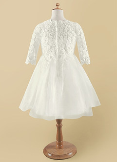 Azazie lindsay Flower Girl Dresses Ball-Gown Lace Tulle Knee-Length Dress image7