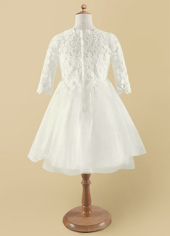 Azazie lindsay Flower Girl Dresses Diamond White Ball-Gown Lace Tulle Dress image7