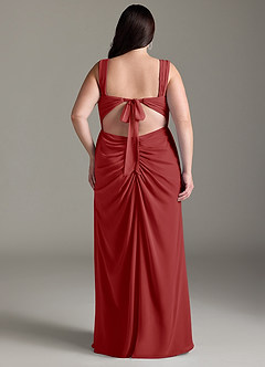 Azazie Jesaphine Robes de demoiselle d'honneur Robe Fourreau en Mousseline de soie Arc Rouille image9