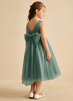 Azazie Winnie Flower Girl Dresses Eucalyptus Ball-Gown Bow Tulle Dress image3
