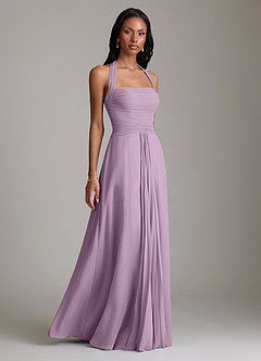 Azazie Clarisa Bridesmaid Dresses Wisteria A-Line Pleated Chiffon Dress image1
