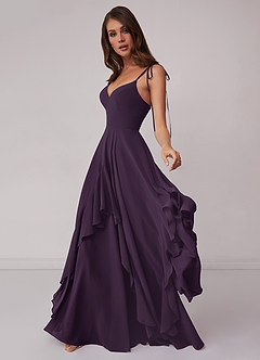 Barbie ♥ Azazie Bridesmaid Dresses Plum A-Line Bow Chiffon Dress image3