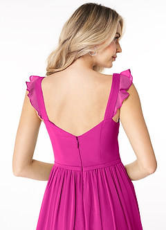 Azazie Stassie Brudtärnklänningar Klänning av A-Line i Chiffong Söt hjärta med rynkning Fuchsia image6