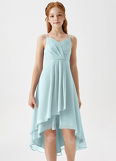 Azazie Mariam Junior Linia A Pofałdowany Szyfon Asymetryczny Młodsza druhna Sukienka image5