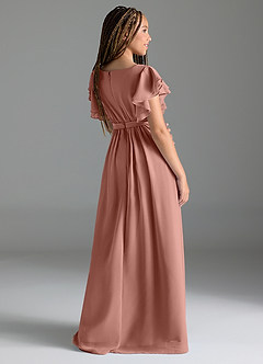 Azazie Daphne Junior Agave A-Line Pleated Chiffon Dress image5