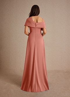 Azazie Milton Mère de la mariée Robes Robe Trapèze en Satin extensible Plissée Rose Saumon image4