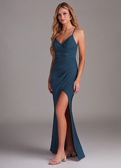 Azazie Sami Bridesmaid Dresses Neptune Sheath Pleated Luxe Knit Dress image3