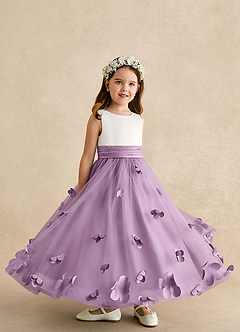 Azazie Vi Flower Girl Dresses Wisteria A-Line Sleeveless Tulle Dress image8