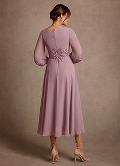 Azazie Ana Suknie dla Matki Panny Młodej Linia A Koronka Szyfon Długość herbaty Sukienka image3