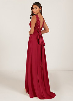 Azazie Gertrude Brautjungfernkleider A-Linie Spitze Chiffon Kleid Scharlachrot image9