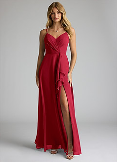 Azazie Akita Bridesmaid Dresses Scarlet A-Line Chiffon Dress image1