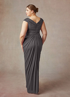 Azazie Lisolette Final Sale Steel Grey Sheath Pleated Mesh Dress image12