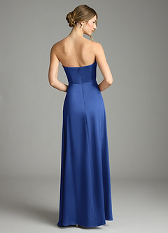 Azazie Wren Vestidos de damas de honor Vestido de Azul Real de Satén Elástico de Corte en A Convertible con Sin tirantes image7