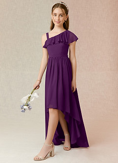 Azazie Mango Junior Grape A-Line Ruched Chiffon Dress image3