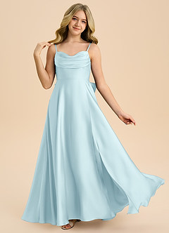 Azazie Bear Junior Cloud Blue A-Line Sweetheart Neckline Stretch Satin Dress image1