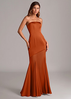 Azazie Uma Bridesmaid Dresses Burnt Orange Mermaid Strapless Chiffon Convertible Dress image3