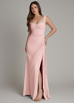 Azazie Amberly Final Sale Blushing Pink Sheath Sweetheart Neckline Chiffon Dress image1