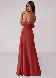 Barbie ♥ Azazie Jurken voor bruidsmeisjes Converteerbaar Jurk van Chiffon met A-Lijn Off the Shoulder Roest image2