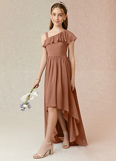 Azazie Mango Junior Bronzer A-Line Ruched Chiffon Dress image6