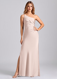 Azazie Marseli 신부 들러리 드레스 인어 한쪽 어깨 스트레치 새틴 바닥 길이 드레스 image3