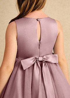 Azazie Prima Flower Girl Dresses Dusty Rose A-Line Bow Tulle Dress image6