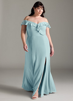 Azazie Sophie Bridesmaid Dresses Sea Glass A-Line Off the Shoulder Chiffon Convertible Dress image6