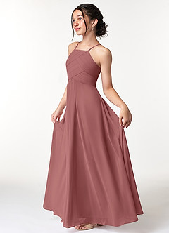 Azazie Ginger Junior Amethyst A-Line Pleated Chiffon Dress image6