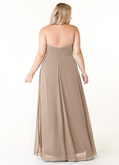 Azazie Tessie Bridesmaid Dresses Taupe A-Line V-Neck Pleated Chiffon Dress image7