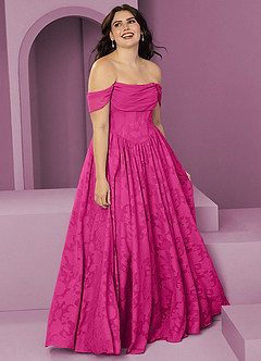 Barbie ♥ Azazie Bridesmaid Dresses Barbie Pink A-Line Off the Shoulder Floral Burnout Convertible Dress image10
