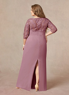 Azazie Joan Mother of the Bride Dresses Vintage Mauve Sheath V-Neck Lace Chiffon Dress image7