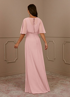 Azazie Oksana vestidos de madre de la novia Vestido de Rosa Empolvado de Gasa de Corte en A con Cuello en V Plisado image3