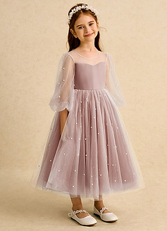 Azazie Trudy Flower Girl Dresses Cedar Rose Ball-Gown Sweetheart Neckline Tulle Dress image1