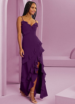 Barbie ♥ Azazie Bridesmaid Dresses Grape Sheath Chiffon Dress image4
