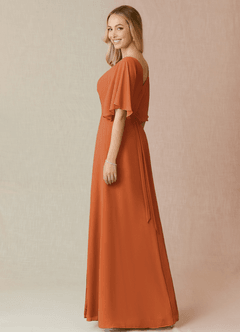Azazie Cierra Bridesmaid Dresses Cinnamon A-Line V-Neck Chiffon Dress image5