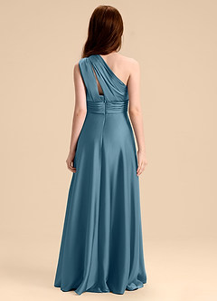 Azazie Charlize Junior Bermuda A-Line Pleated Stretch Satin Dress image2