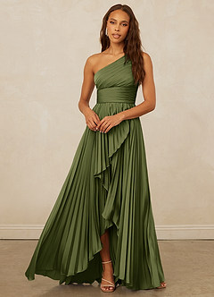 Christian Siriano Bridal for Azazie 1008 Brautjungfernkleider A-Linie One-Shoulder Stretch-Satin Kleid Olivgrün image5