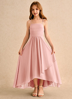Azazie Twilight Dance Girls Formal Flower Girl Dresses Rosette A-Line Pleated Chiffon Dress image6