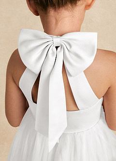 Azazie Bev Flower Girl Dresses White A-Line Convertible Tulle Dress image5