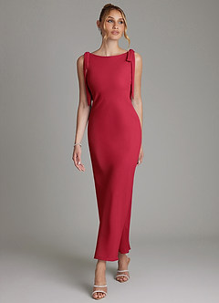 Azazie Luddie Brudtärnklänningar Klä av Sjöjungfru i Chiffong Rosett Scharlakansrött image4