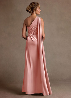 Azazie Aphra Mother of the Bride Dresses Dusty Rose Sheath One Shoulder Velvet Dress image2