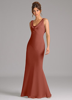 Azazie Rylina Bridesmaid Dresses Auburn Mermaid Pleated Chiffon Dress image5