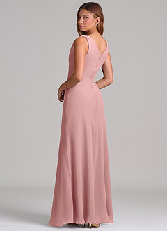 Azazie Nerine Brudtärnklänningar Klä av A-Linje i Chiffong Plisserad Dammig Ros image2