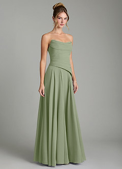 Azazie Gabriela Bridesmaid Dresses Pistachio A-Line Corset Chiffon Dress image5