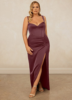 Christian Siriano Bridal for Azazie 1017 Bridesmaid Dresses Sangria Sheath Sweetheart Neckline Stretch Satin Dress image9