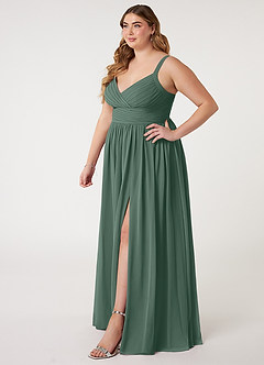Azazie Chanel Bridesmaid Dresses Sea Moss A-Line Pleated Chiffon Dress image10