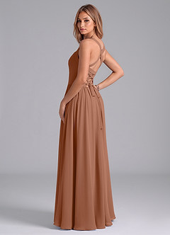 Azazie Francis Bridesmaid Dresses Bronzer A-Line Corset Chiffon Dress image2
