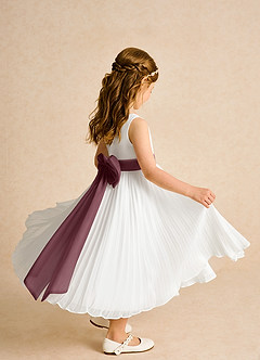 Azazie Margot Abiti da Ragazza di Fiori Abito A-Line in Chiffon Plissettato Avorio Sangria image7